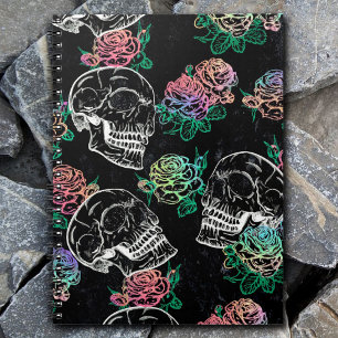 Sugar Skull Pink Roses Girly Gothic Grunge Glam Notebook