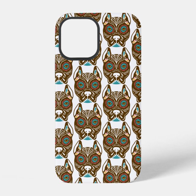 Sugar Skull Pit Bull Dog iPhone Case (Back)