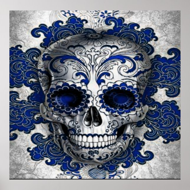 Sugar Skull Poster In Blue (Front)
