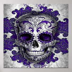 Sugar Skull Poster In Purple