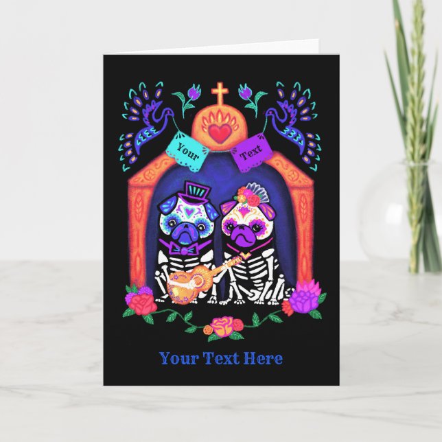 sugar skull pugs card (Front)