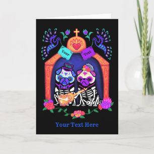 sugar skull pugs card
