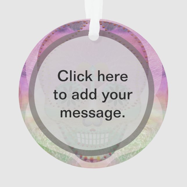 Sugar Skull Rainbow Heart Tree of Life Day of Dead Ornament (Back)