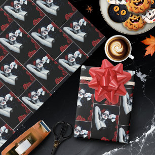 Sugar Skull Red Roses Black Wrapping Paper