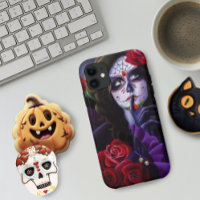Sugar Skull Red Roses Purple