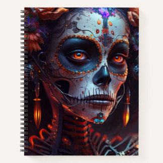 Sugar Skull Robotic Woman Day of the Dead Notebook