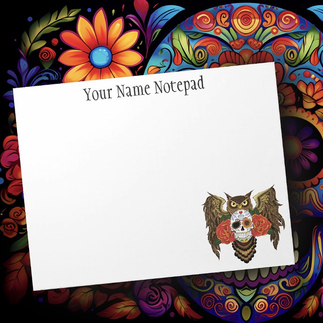 Sugar SKull Roses Owl Notepad (Creator Uploaded)