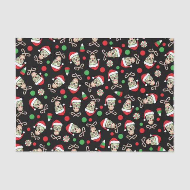 sugar skull santa customizable tissue paper (Front)
