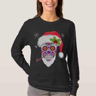 Sugar Skull Santa Funny Christmas Dia De Los Muert T-Shirt