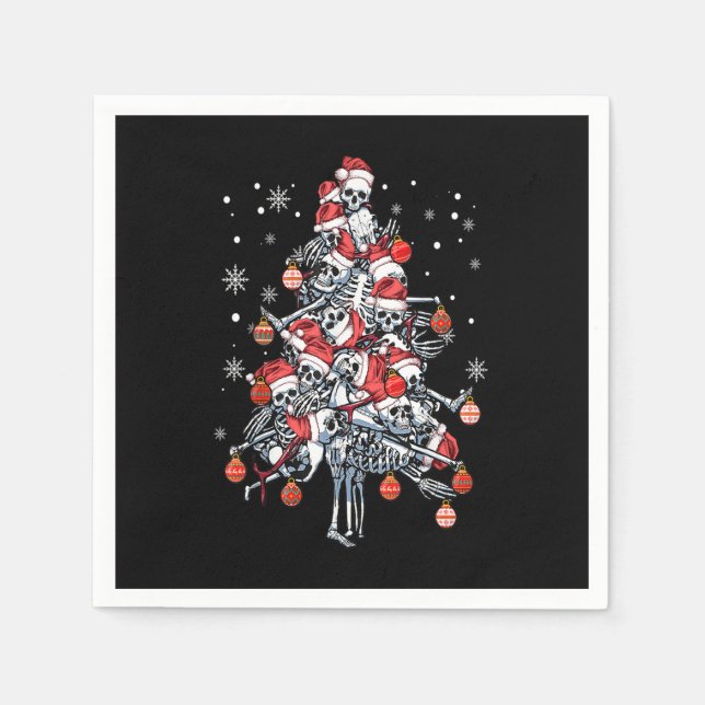 Sugar Skull Santa Hat Christmas Tree Funny Xmas Napkin (Front)