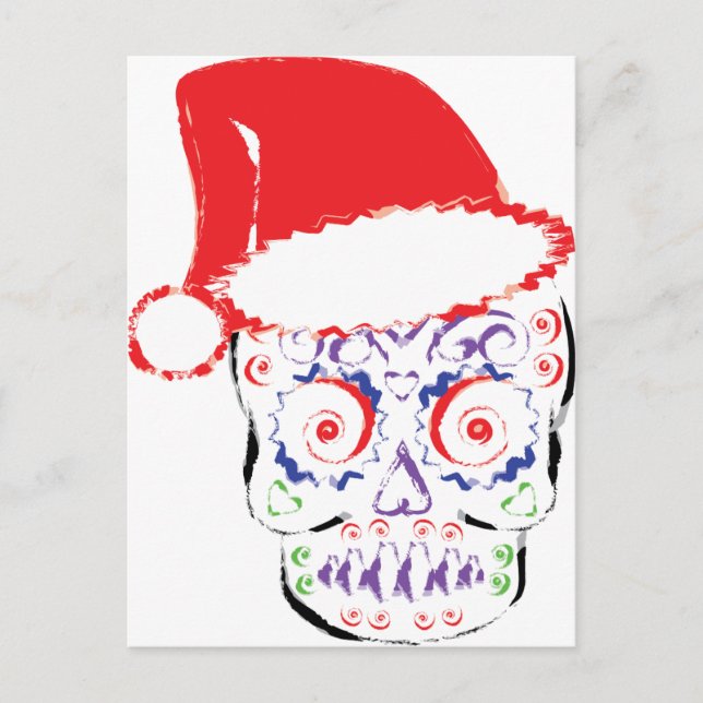 Sugar Skull Santa Holiday Postcard (Front)