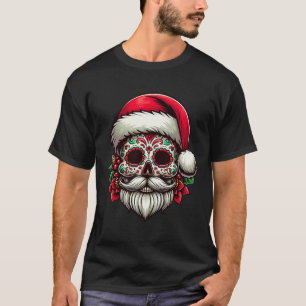 Sugar Skull Santa Mexico Calavera Xmas Dia De Los T-Shirt