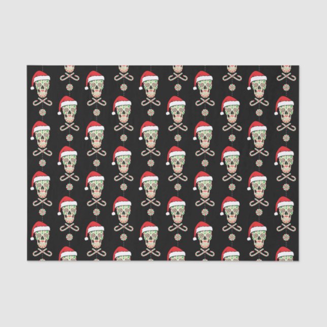 sugar skull santa pattern customizable tissue paper (Front)