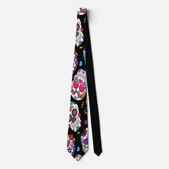 Sugar skull Scary and bloodcurdling intimidating Tie (Front)