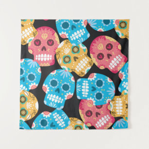 Sugar skull seamless background tapestry