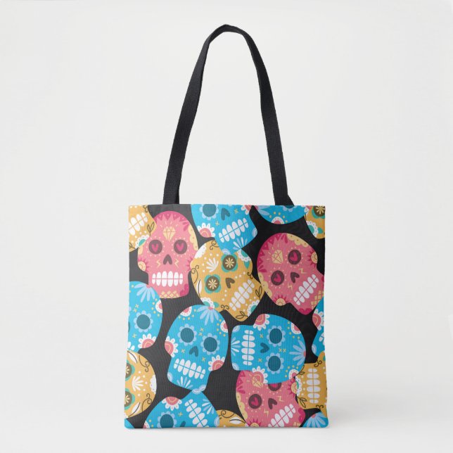 Sugar skull seamless background tote bag (Front)