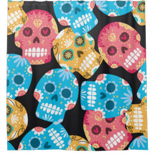 Sugar skull, seamless festive background.