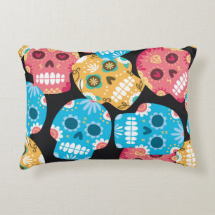 Sugar skull, seamless festive background. accent pillow
