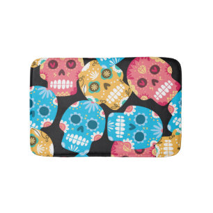 Sugar skull, seamless festive background. bath mat