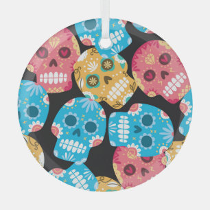 Sugar skull, seamless festive background. glass ornament