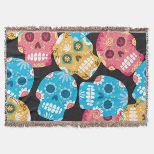 Sugar skull, seamless festive background. throw blanket