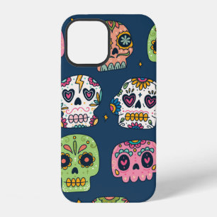 sugar skull seamless pattern vintage illustration iPhone 12 case