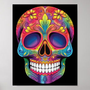 Sugar Skull Skeleton Dia De Los Muertos Day Of The Poster