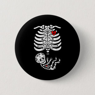 Sugar Skull Skeleton Halloween Pregnancy Annouceme 2 Inch Round Button