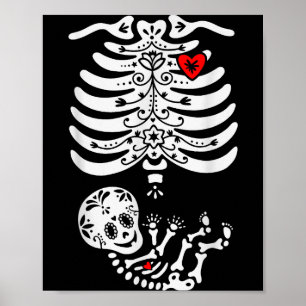 Sugar Skull Skeleton Halloween Pregnancy Annouceme Poster