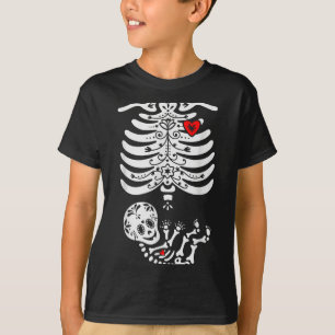 Sugar Skull Skeleton Halloween Pregnancy Annouceme T-Shirt