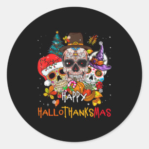 Sugar-skull Skeleton Halloween Xmas Happy Hallotha Classic Round Sticker