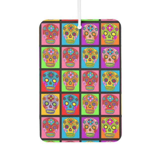 Sugar Skull Squares Air Freshener (Front)