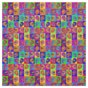 Sugar Skull Squares Fabric