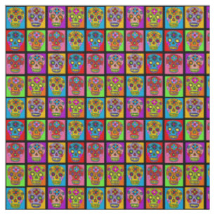 Sugar Skull Squares Fabric