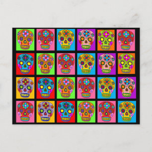Sugar Skull Squares Postcard