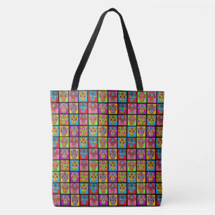 Sugar Skull Squares Tote Bag