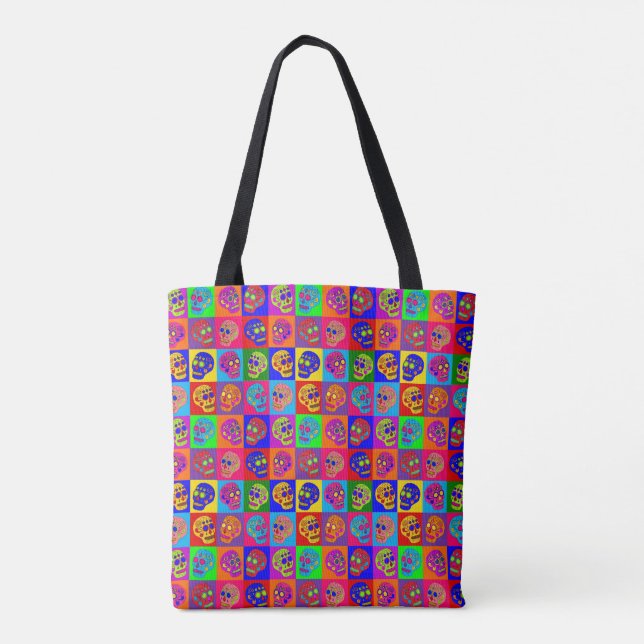 Sugar Skull Squares Tote Bag (Back)