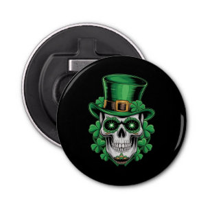 Sugar Skull St Patrick Day Lucky Shamrock Bottle Opener