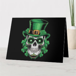 Sugar Skull St Patrick Day Lucky Shamrock  Card