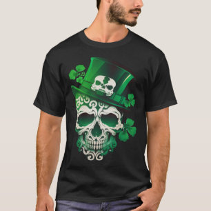 Sugar Skull St Patricks Day Irish Skull Leprechaun T-Shirt