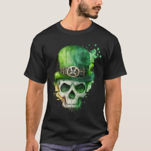 Sugar Skull St Patricks Day Irish Skull Leprechaun T-Shirt