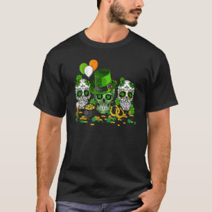 Sugar Skull St Patricks Day Of The Dead Women Men  T-Shirt
