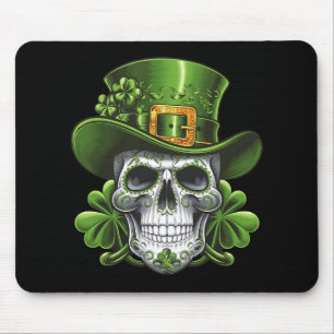 Sugar Skull St Patrick's Day Shamrock Mouse Pad