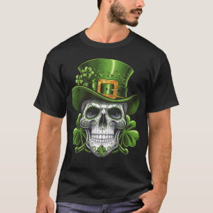 Sugar Skull St Patrick's Day Shamrock T-Shirt