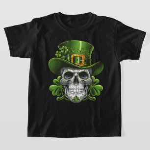 Sugar Skull St Patrick's Day Shamrock T-Shirt