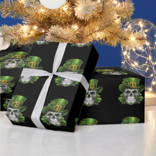 Sugar Skull St Patrick's Day Shamrock Wrapping Paper