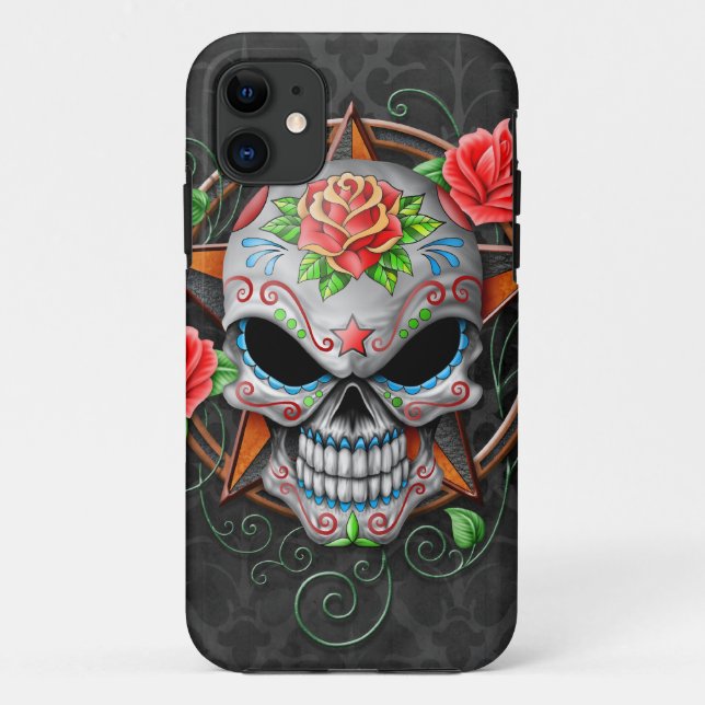 Sugar Skull Star, grey Case-Mate iPhone Case (Back)