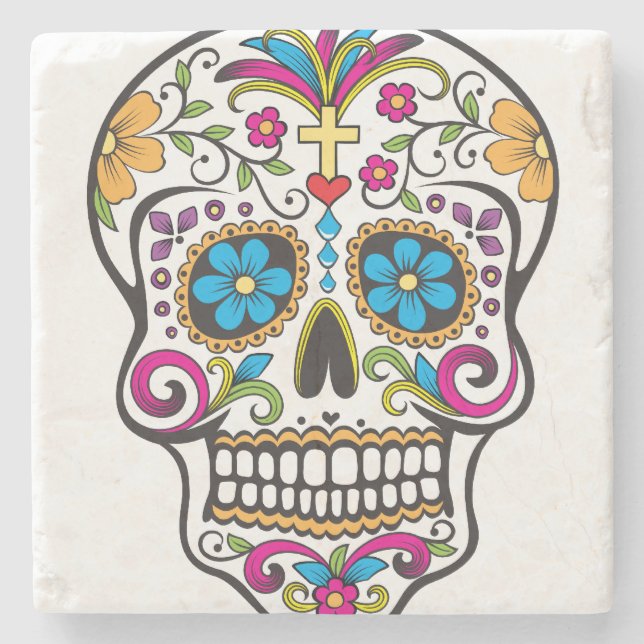 Sugar Skull Stone Coaster (Front)