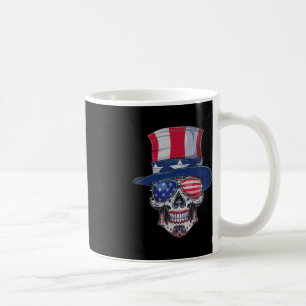 Sugar Skull Sunglasses USA Flag Memorial Day 4th o Coffee Mug