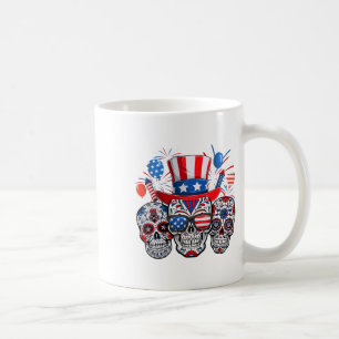 Sugar Skull Sungles Firework American Flag 4th Of  Coffee Mug